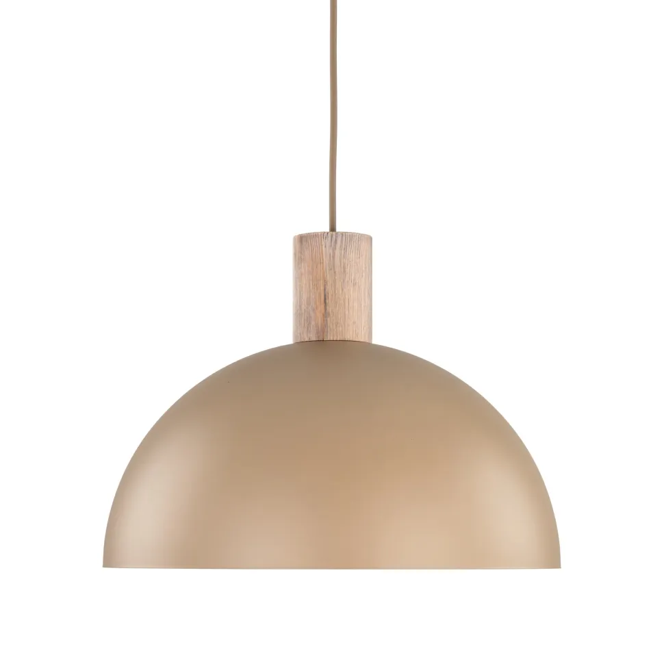 Lampadario per cucina legno cupola metallo sabbia
