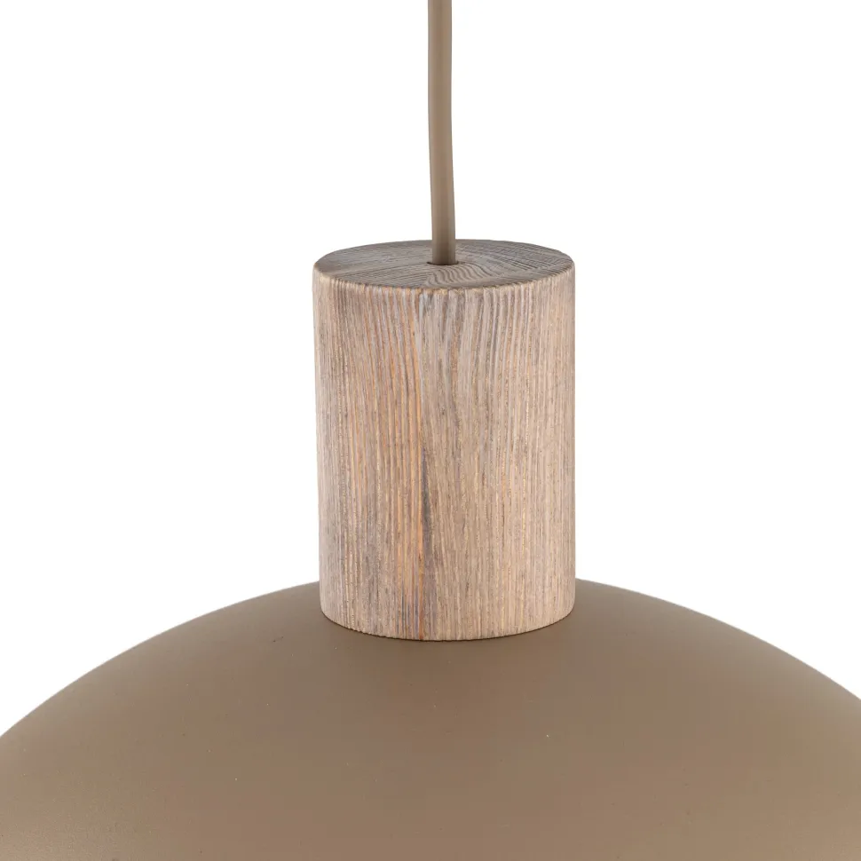 Lampadario per cucina legno cupola metallo sabbia