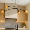 Lampadario per cucina moderna nero 4 luci tubi ad arco