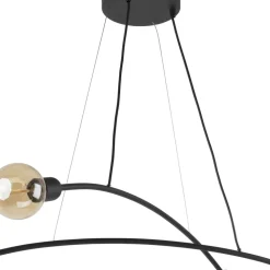 Lampadario per cucina moderna nero 4 luci tubi ad arco