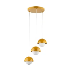 Lampadario per cucina moderna 3 luci pendenti a cupola ocra