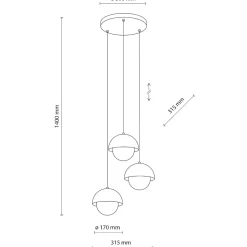 Lampadario per cucina moderna 3 luci pendenti a cupola ocra