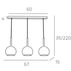 Lampadario per cucina sfere vetro ambra