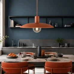 Lampadario piatto 41 cm a sospensione rosso mattone per cucina