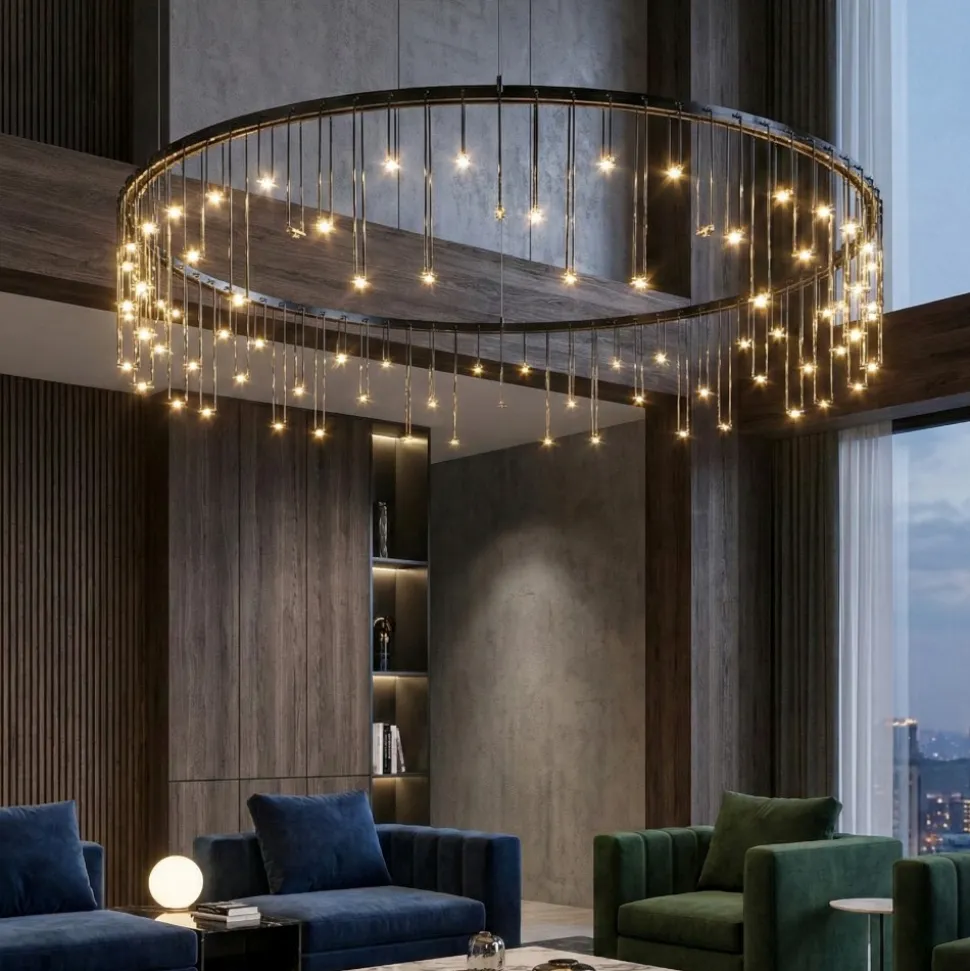 Lampadario stelle cadenti nero per cucina moderna led 3000k