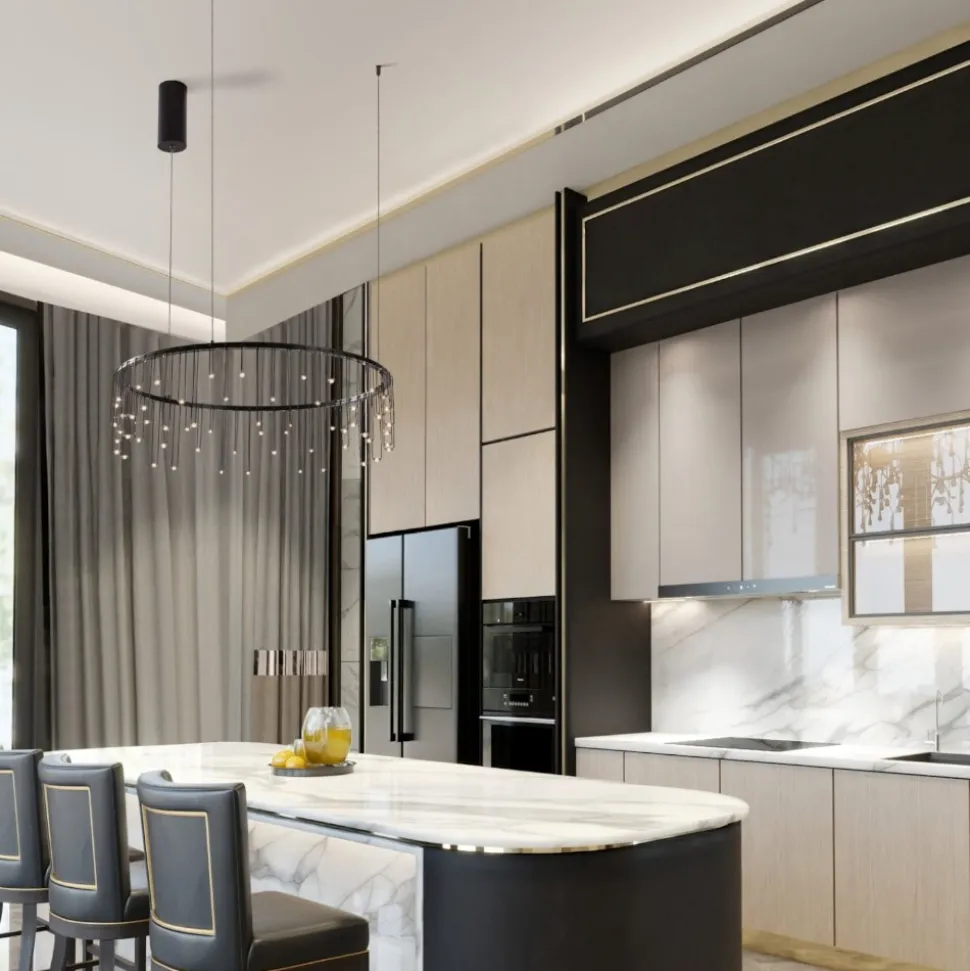 Lampadario stelle cadenti nero per cucina moderna led 3000k