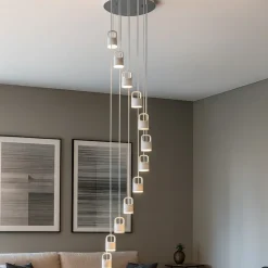 Lampadario a cascata bianco design moderno vivida bag led 38w 3000k