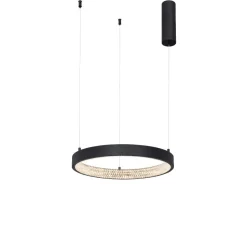 Lampadario ad anello nero 40cm cristalli led 30w 3000k