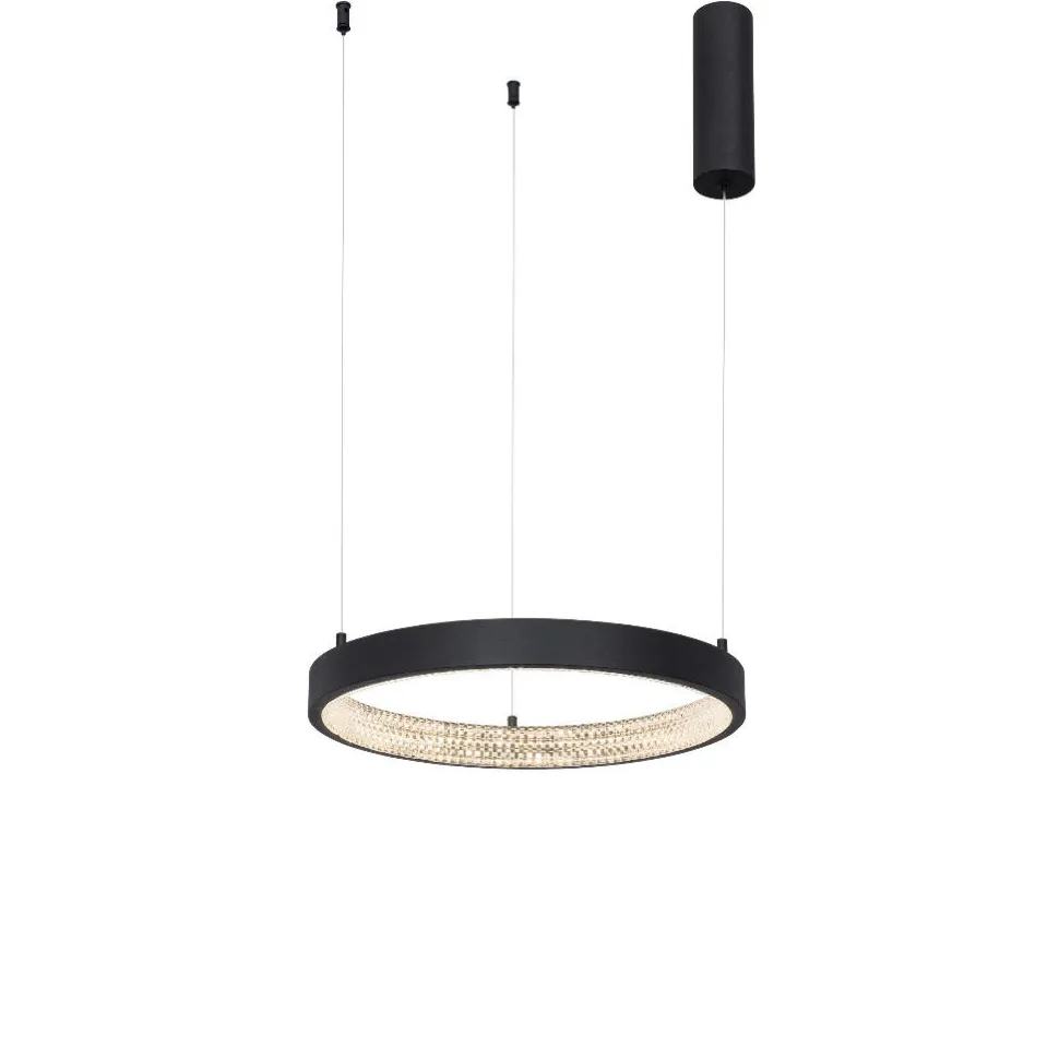 Lampadario ad anello nero 40cm cristalli led 30w 3000k
