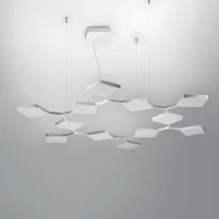Lampadario a led 91w bianco moderno quad stilnovo