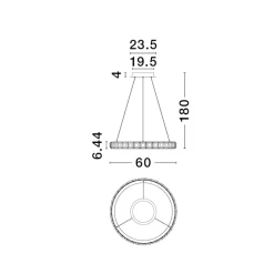 Lampadario anello per camera da letto effetto cristallo led 3000k