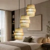 Lampadario a sospensione di paralume iuta per camera da letto