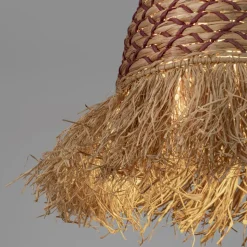 Lampadario a sospensione di rattan giacinto d'acqua intrecciato rafia corda per camera da letto