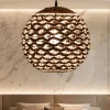 Lampadario a sospensione sfera di rattan e giacinto essiccato per camera da letto
