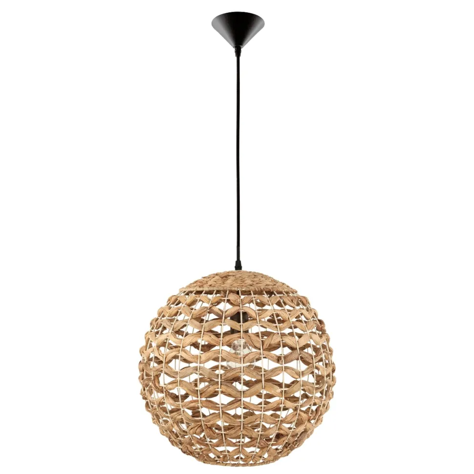 Lampadario a sospensione sfera di rattan e giacinto essiccato per camera da letto