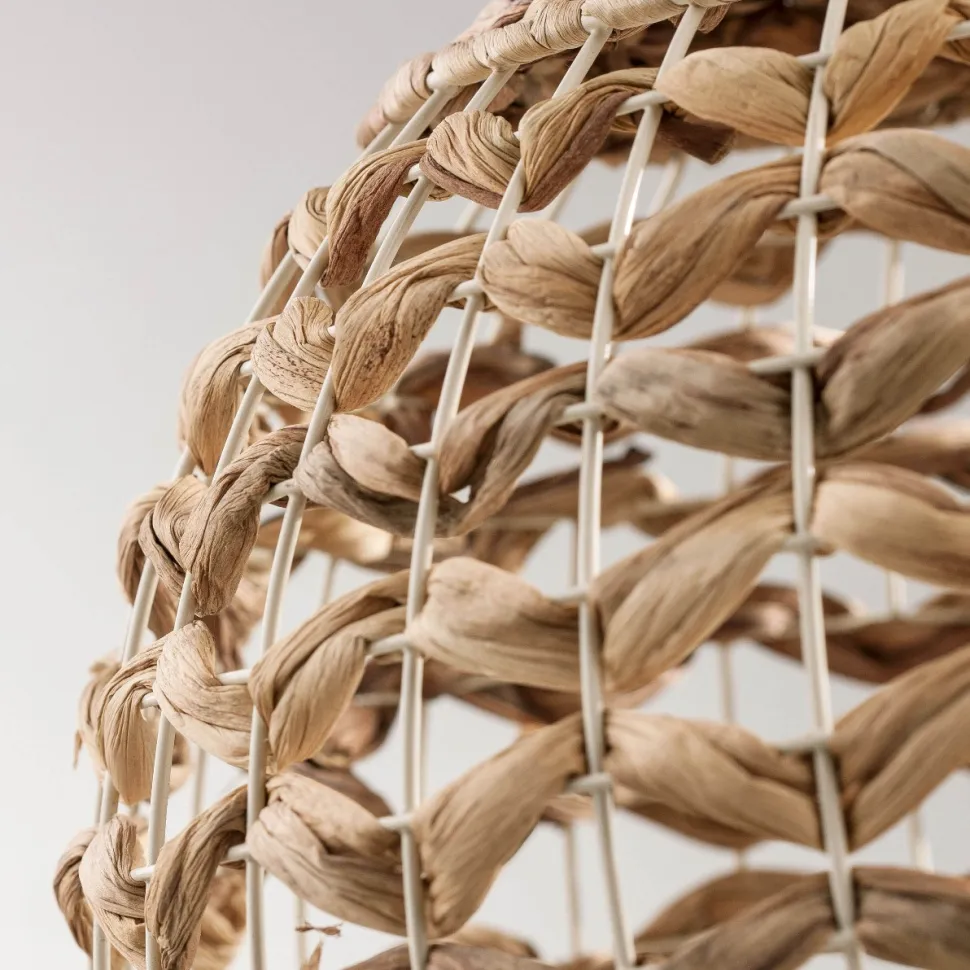 Lampadario a sospensione sfera di rattan e giacinto essiccato per camera da letto