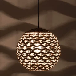 Lampadario a sospensione sfera di rattan e giacinto essiccato per camera da letto