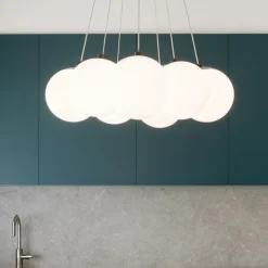 Lampadario bronzo vivida pearl 7 luci bianche per tavolo cucina led 36w 3000k