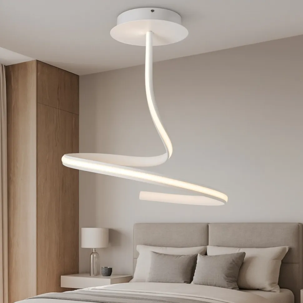 Lampadario camera da letto bianco led 20w 3000k design vivida ribbon