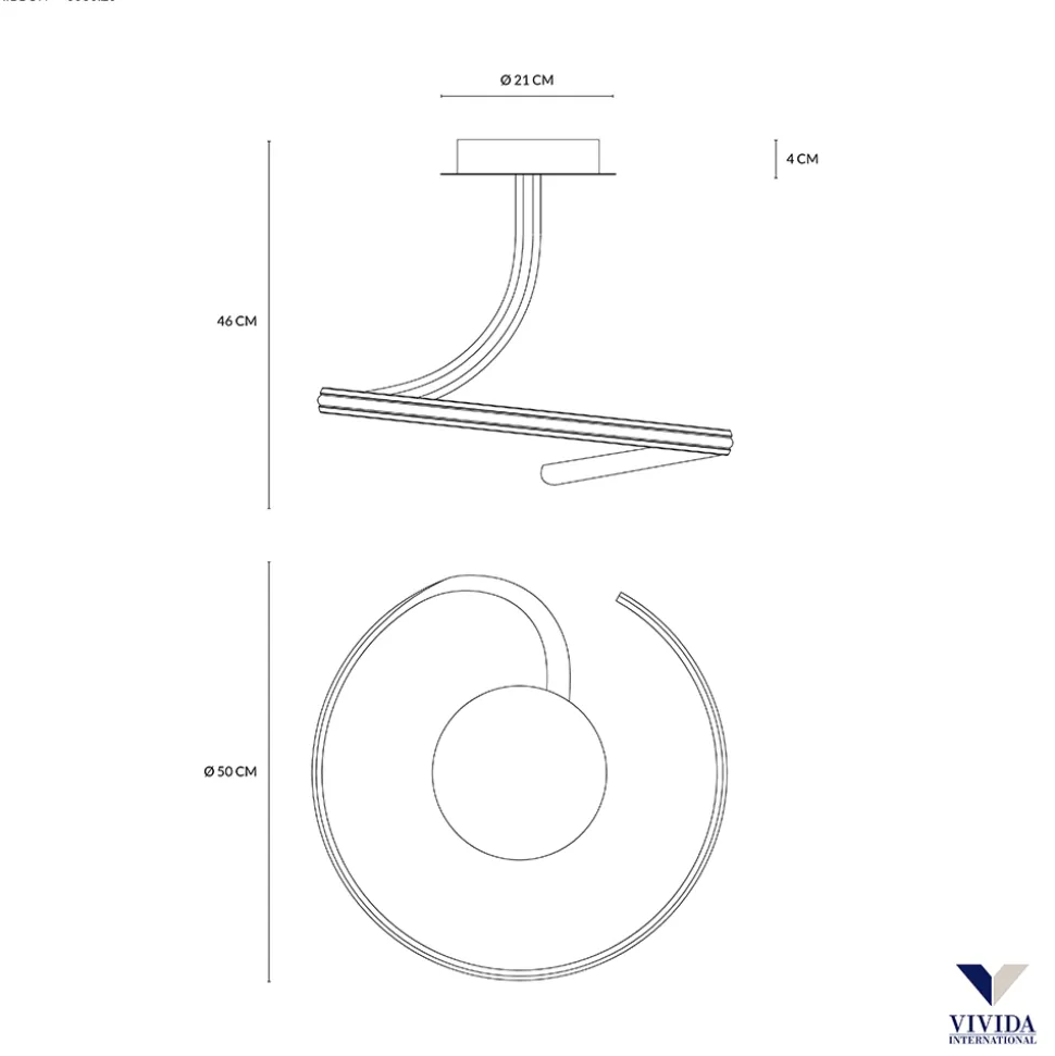 Lampadario camera da letto bianco led 20w 3000k design vivida ribbon