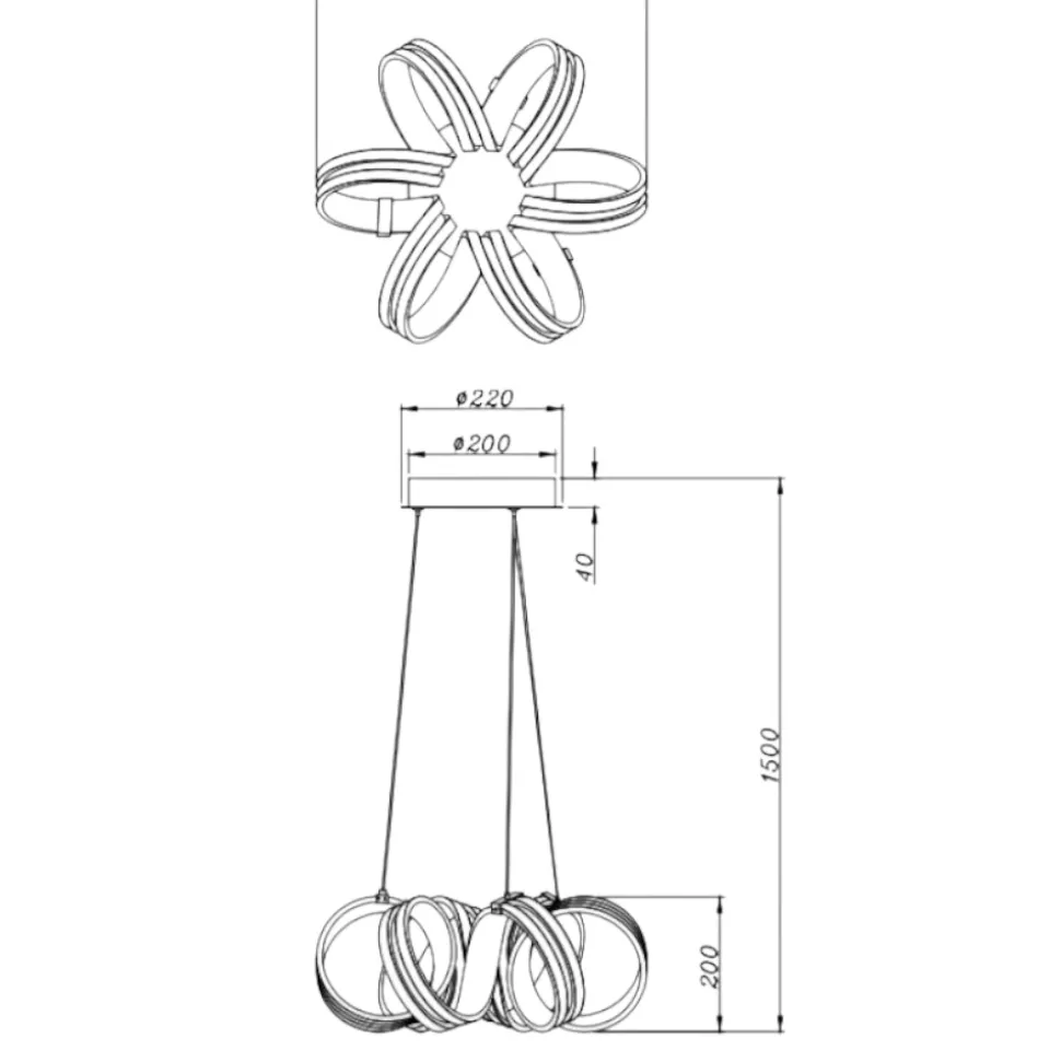 Lampadario camera da letto led 38w 3000k dimmerabile