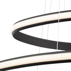 Lampadario camera da letto nero cerchi led 48w 3000k