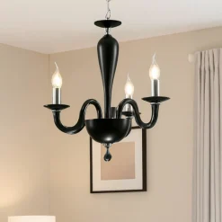 Lampadario camera da letto ondaluce lp ravel 3 bracci e14 vetro nero