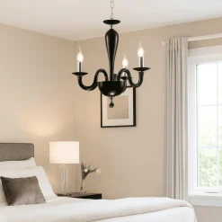 Lampadario camera da letto ondaluce lp ravel 3 bracci e14 vetro nero