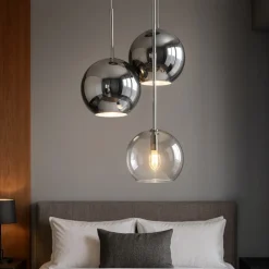 Lampadario camera da letto tre luci cromo trasparente