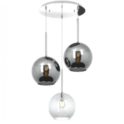 Lampadario camera da letto tre luci cromo trasparente