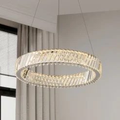 Lampadario cerchio anello di cristallo per camera da letto contemporanea
