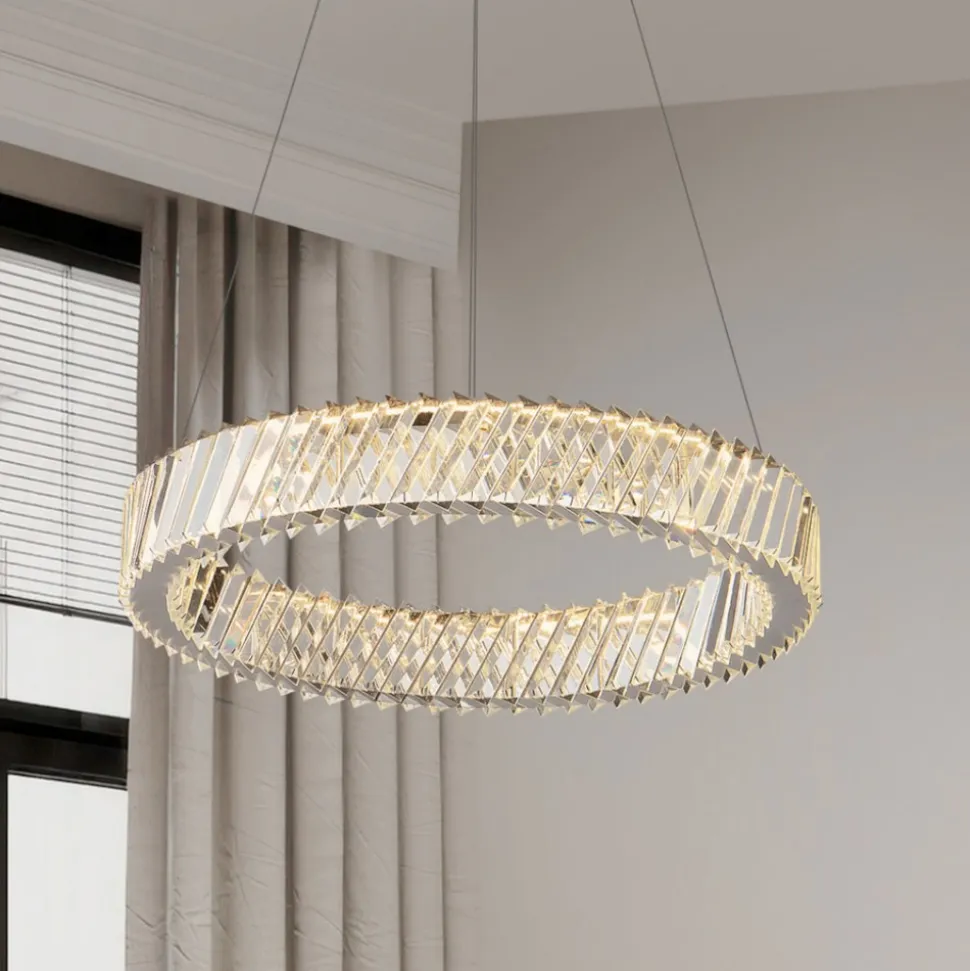 Lampadario cerchio anello di cristallo per camera da letto contemporanea