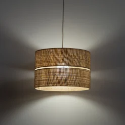 Lampadario cilindro a sospensione di paglia 50 cm per camera da letto