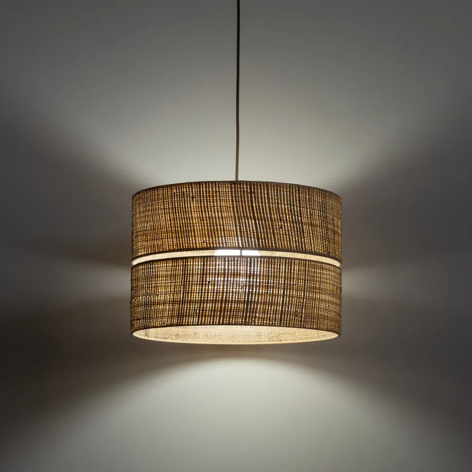 Lampadario cilindro a sospensione di paglia 50 cm per camera da letto