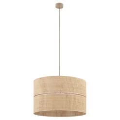 Lampadario cilindro a sospensione di paglia 50 cm per camera da letto