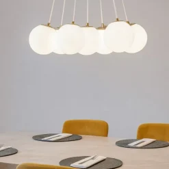 Lampadario con pendenti vetro bianco oro rosa vivida pearl
