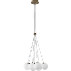 Lampadario con pendenti vetro bianco oro rosa vivida pearl