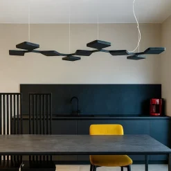 Lampadario cucina moderna nero led 91w stilnovo quad