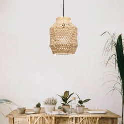 Lampadario di rattan naturale per camera da letto