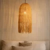 Lampadario di rattan sottile giallo per camera da letto
