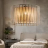Lampadario di tessuto 50 cm sabbia cilindro intreccio per camera da letto