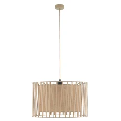 Lampadario di tessuto 50 cm sabbia cilindro intreccio per camera da letto