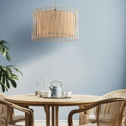 Lampadario di tessuto 50 cm sabbia cilindro intreccio per camera da letto