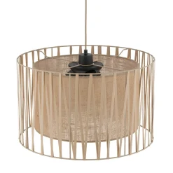 Lampadario di tessuto 50 cm sabbia cilindro intreccio per camera da letto