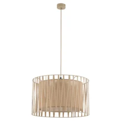 Lampadario di tessuto 50 cm sabbia cilindro intreccio per camera da letto