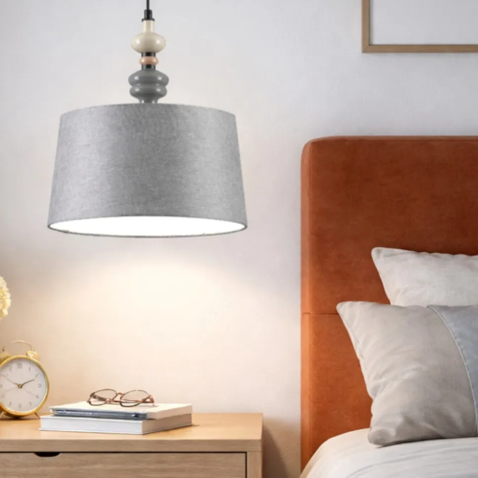 Lampadario di tessuto per camera da letto ceramica grigio marrone