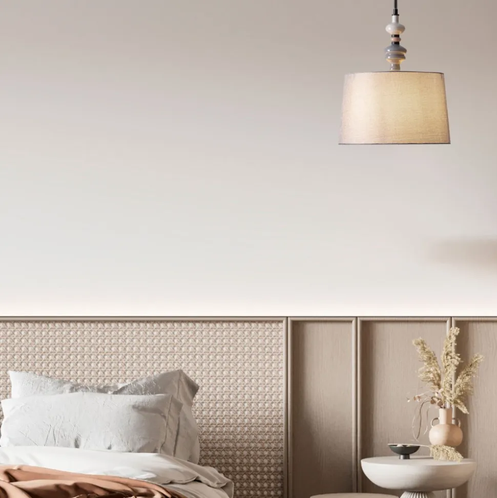 Lampadario di tessuto per camera da letto ceramica grigio marrone