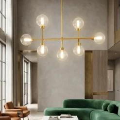 Lampadario dom miloox ottone oro moderno per soggiorno fp