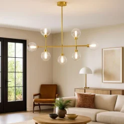 Lampadario dom miloox ottone oro moderno per soggiorno fp