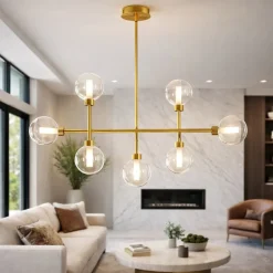 Lampadario dom miloox ottone oro moderno per soggiorno fp